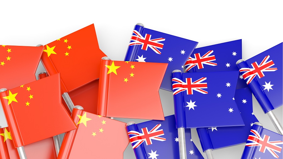Flags-Of-China-And-Australia-Isolated-On-White